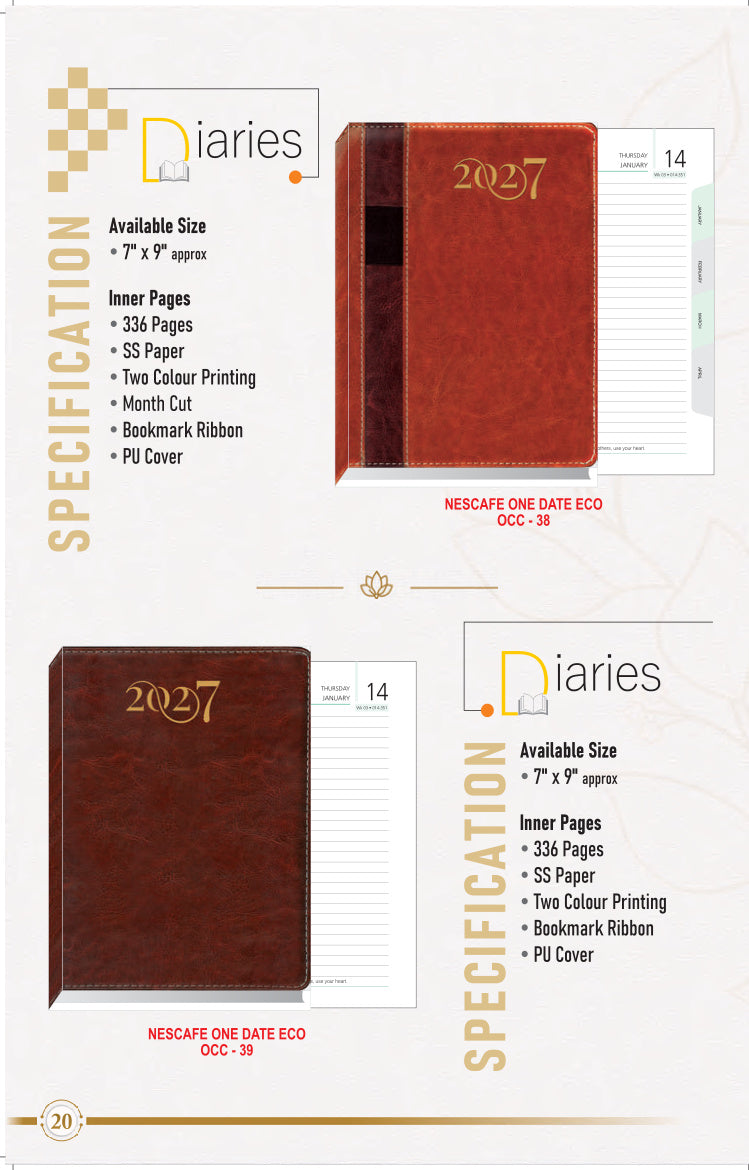 Diary | Premium PU Cover | Nescafe One Date