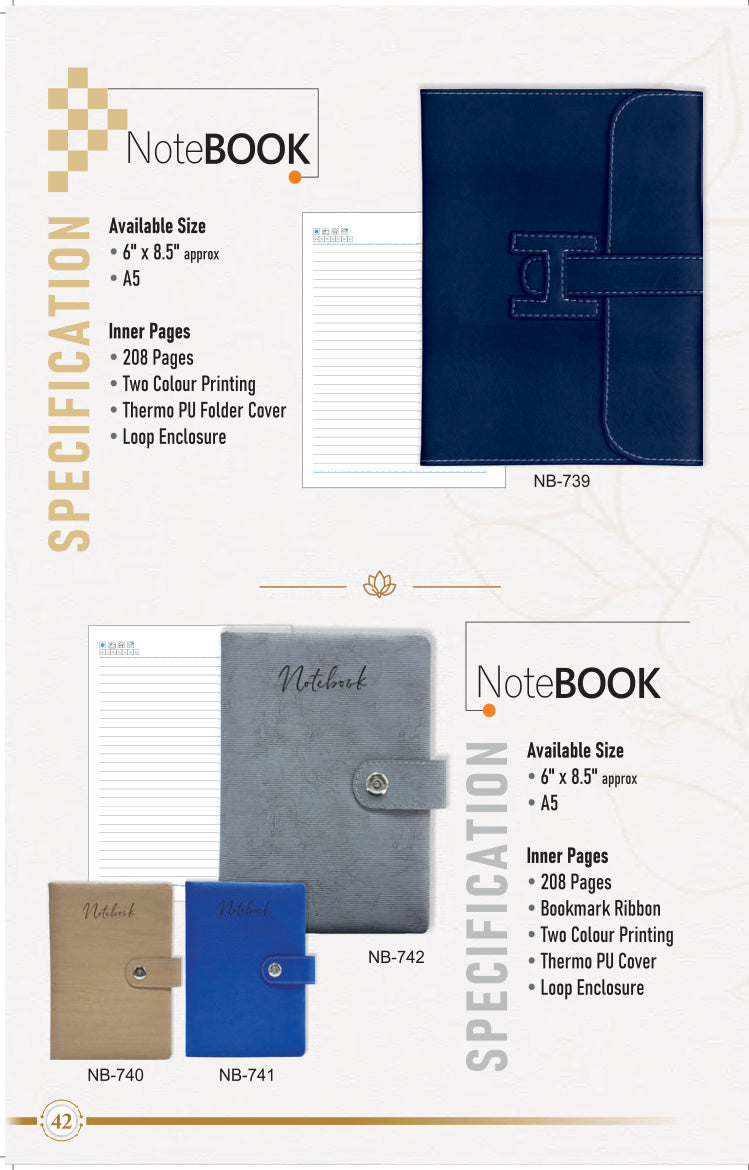 Notebook - PU material binding with loopi