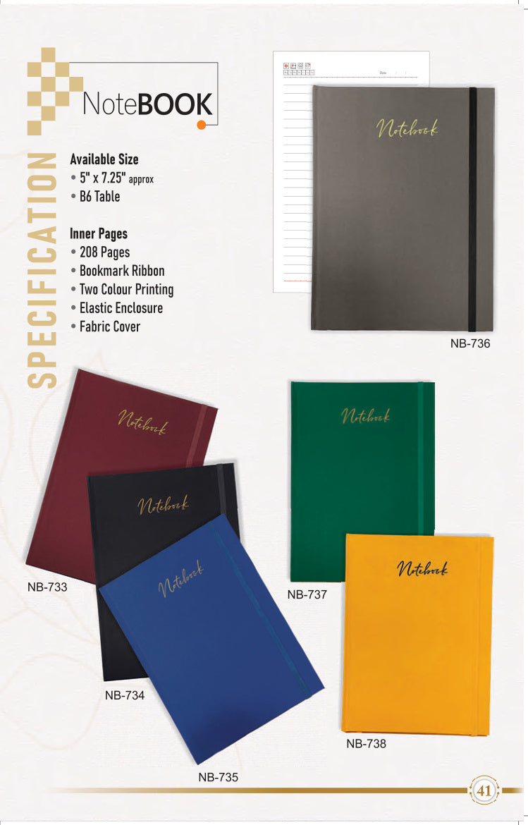 Notebook – Premium Fabric Cover | B6 Table Size