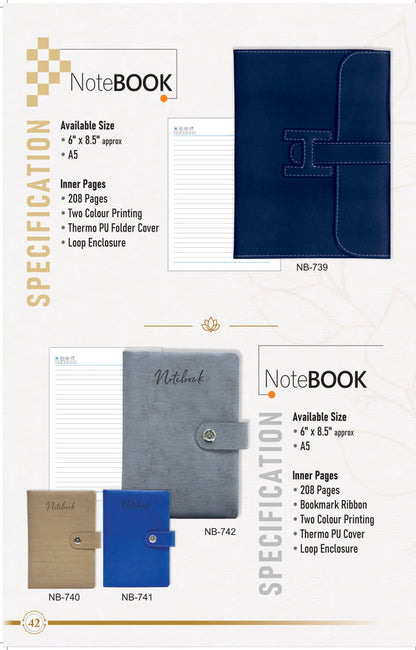 Notebook - PU material binding with loopi